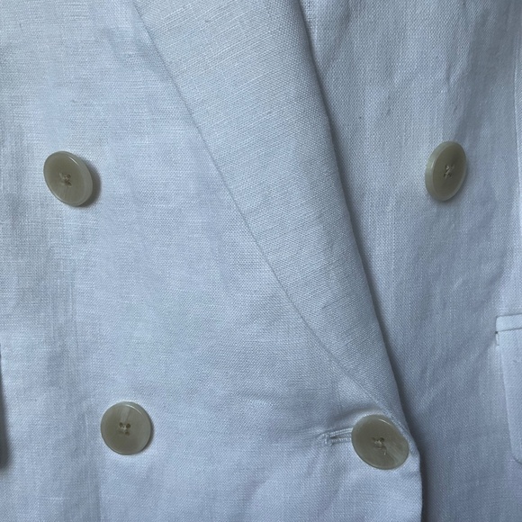 Banana Republic White Linen Blazer Double Breasted Summer Jacket Size 12 - Picture 7 of 15